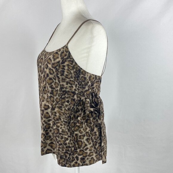 Leopard Print Silk Tank Top Size S Helmut Lang Spaghetti Strap Wrap Tie - Picture 5 of 12